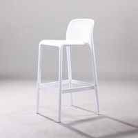 4er-Set Barhocker mit Rückenlehne, ca. 51,5 x 38 x 96,5 cm, stapelbar - Weiß