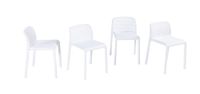 4er-Set stapelbare Esszimmerstühle aus Polypropylen, ca. 49 x 38 x 45,5-66,5 cm - Weiß