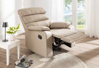 TV-Relaxsessel mit verstellbarer Relaxfunktion Recliner, ca. 96 x 87 x 108 cm - Beige in Lederoptik
