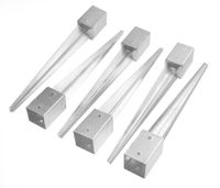 6er-Set Einschlagbodenhülse aus Stahl, ca. 91 x 91 mm - Metallfarben