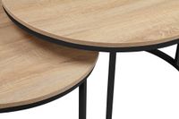 2tlg. Couchtisch-Set mit Stahlrahmen rund - Eiche Braun