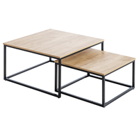 2tlg. Couchtisch-Set mit Stahlrahmen - Braun