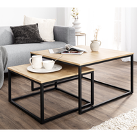 2tlg. Couchtisch-Set mit Stahlrahmen - Braun