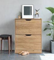 Schuhschrank mit 2 Fächer, ca. 62 x 24 x 80 cm - Holznaturfarben