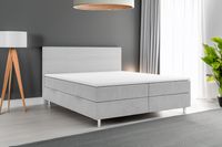 Boxspringbett PISA mit Bettkasten 180 x 200 cm Webstoff Grau Bett Bettkasten Topper