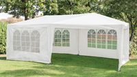 Pavillon mit 5 Seitenwänden, aus behandeltem Stahl und Polyethylen ca. 600 x 300 x 250 cm – Weiß