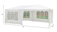 Pavillon mit 5 Seitenwänden, aus behandeltem Stahl und Polyethylen ca. 600 x 300 x 250 cm – Weiß