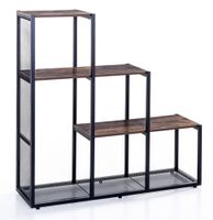 Wohnzimmerregal, stufenförmig, 4 Ebenen, ca. 106 x 33 x 112 cm - Braun