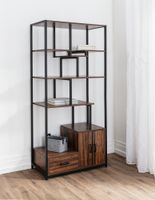 Wohnzimmerregal, stufenförmig, 6 Ebenen, ca. 80 x 40 x 175 cm - Braun