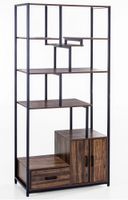 Wohnzimmerregal, stufenförmig, 6 Ebenen, ca. 80 x 40 x 175 cm - Braun