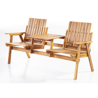 2-Sitzer Gartenbank mit Tischablage aus Akazienholz, ca. 153 x 65 x 82 cm - Braun