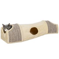 PawHut Katzentunnel Spieltunnel mit 2 Häuschen, 3 Öffnungen für Katzen bis 6 kg