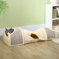 PawHut Katzentunnel Spieltunnel mit 2 Häuschen, 3 Öffnungen für Katzen bis 6 kg