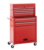 2 in 1 Werkstattwagen 6 Schubladen ca. 60 cm rot