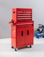 2 in 1 Werkstattwagen 5 Schubladen 50 cm, rot