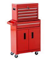 2 in 1 Werkstattwagen 5 Schubladen 50 cm, rot