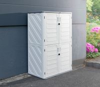 Gartenschrank /Universalschrank / Aufbewahrungsschrank ,ca.130 x 75 x 19 0cm - Weiß/Grau