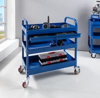 Werkzeugrollwagen mit 3 Ablagen & verschließbarer Schublade 80x 41x 78 cm blau 