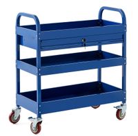 Werkzeugrollwagen mit 3 Ablagen & verschließbarer Schublade 80x 41x 78 cm blau 