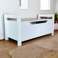 Holz-Sitzbank mit Stauraum, ca. 88 x 38 x 43 cm, Weiß