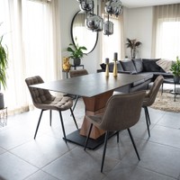 HOME DELUXE Polsterstuhl Esszimmer 4er Set IKALO – Grau / Braun