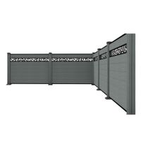 WPC-Sichtschutzzaun Valla - mit Design 5x Element + 6x Pfosten - Grau