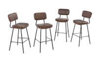 4er-Set Gepolsterter Barstuhl mit Rückenlehne, ca. 45 x 50 x 108 cm - Braun