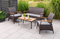 7tlg. Gartenmöbelset aus Rattan - Dunkelgrau