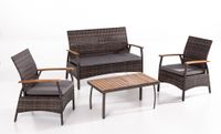 7tlg. Gartenmöbelset aus Rattan - Dunkelgrau
