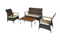 7tlg. Gartenmöbelset aus Rattan - Khaki