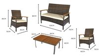 7tlg. Gartenmöbelset aus Rattan - Khaki