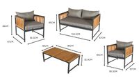 11-tlg. Gartenmöbelset aus Holz - Dunkelgrau