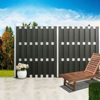 WPC-Sichtschutzzaun CARMENO Pfosten mit Kappe, ca. 68 x 68 x 185 cm - Schwarz