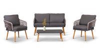 Loungemöbel-Set ATHEN 4tlg. in Seilgeflecht-Optik, inkl. Polsterauflagen