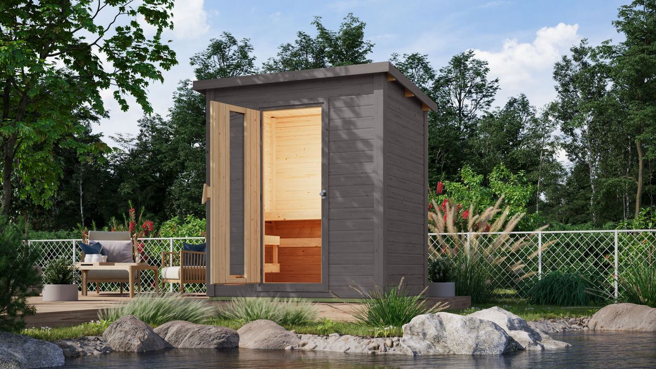Karibu Saunahaus Telo 1 terragrau