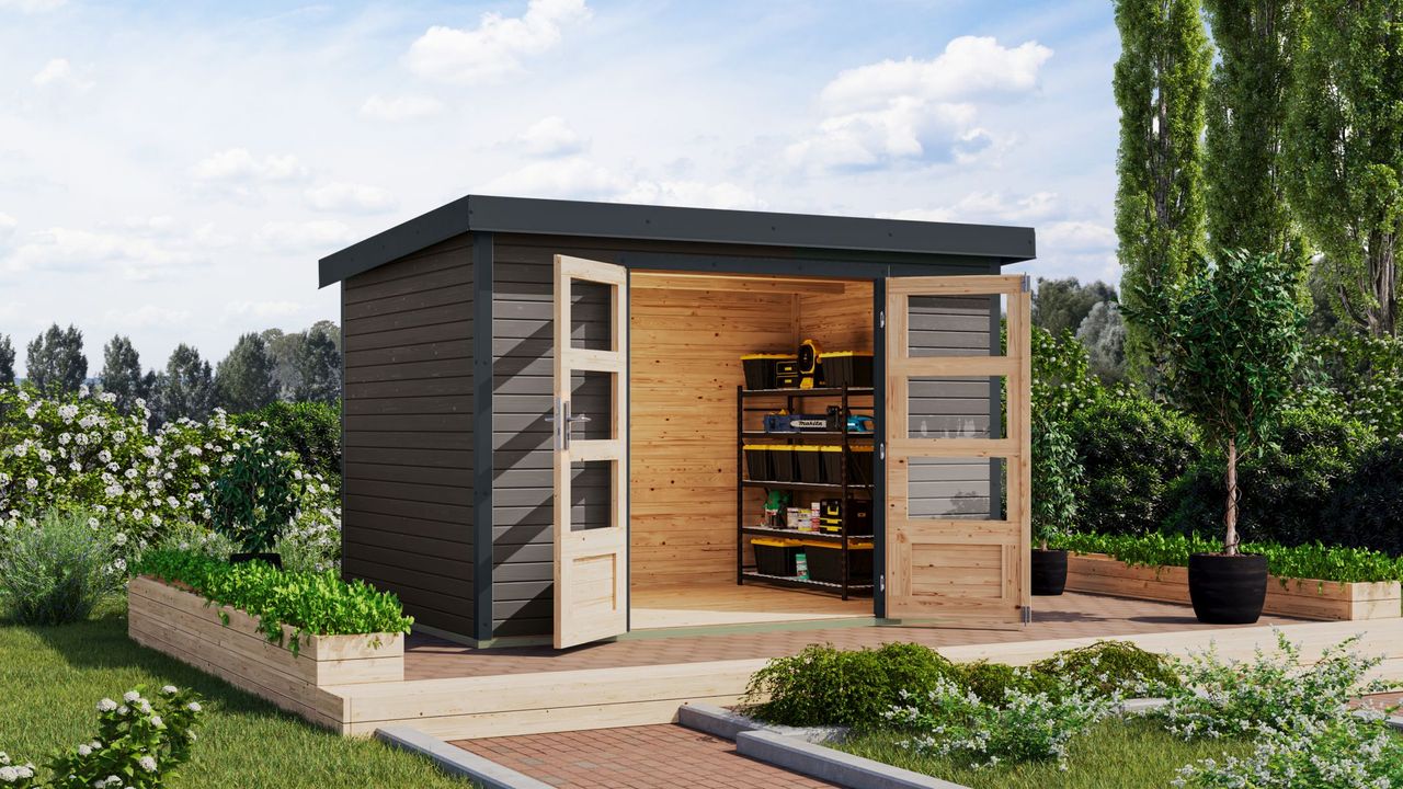 Karibu Gartenhaus Galatea 4B terragrau