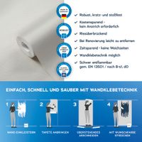 Vliestapete überstreichbar einfarbig 10,05 m x 0,53 m - Weiß - überstreichbare Strukturtapete