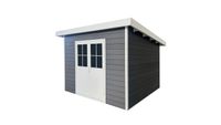 WPC Gartenhaus mit Aluminiumrahmen, ca. 347 x 344 x 244 cm - Anthrazit/Weiß