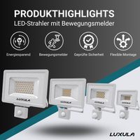 LED-Fluter mit Bewegungsmelder, 20 W, 4000 K (neutralweiß), 2000 lm, weiß, IP65