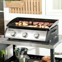 Gasgrill, Tischgrill BBQ mit 3 Brennern, Tischgasgrill mit Schlauch, Deckel