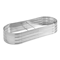 Oval Hochbeet aus Stahl, ca. 150 x 60 x 30 cm - Silber