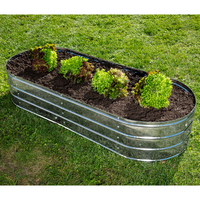Oval Hochbeet aus Stahl, ca. 150 x 60 x 30 cm - Silber