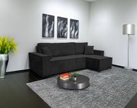 Wohnlandschaft Ecksofa Schwarz COMO Cord mit Bett Sofa Schlafsofa Otto-mane rechts links universell