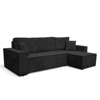 Wohnlandschaft Ecksofa Schwarz COMO Cord mit Bett Sofa Schlafsofa Otto-mane rechts links universell