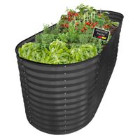 Hochbeet Metall 240x80x78cm oval, anthrazit, Pflanzbeet wetterfest, Gartenbeet