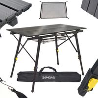 Höhenverstellbarer Campingtisch, klappbar, 90x52 cm, Outdoor-Tisch mit Tasche, max. 30 kg