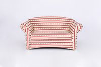 2-Sitzer Sofa Loretta, ca. 153 x 83 x 85 cm – Rot gestreift & Blumenmuster