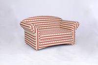 2-Sitzer Sofa Loretta, ca. 153 x 83 x 85 cm – Rot gestreift & Blumenmuster