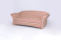 3-Sitzer Sofa Loretta, ca. 204 x 83 x 85 cm – Rot gestreift & Blumenmuster