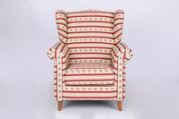 Polstersessel Loretta, ca. 86 x 81 x 105 cm – Rot gestreift & Blumenmuster